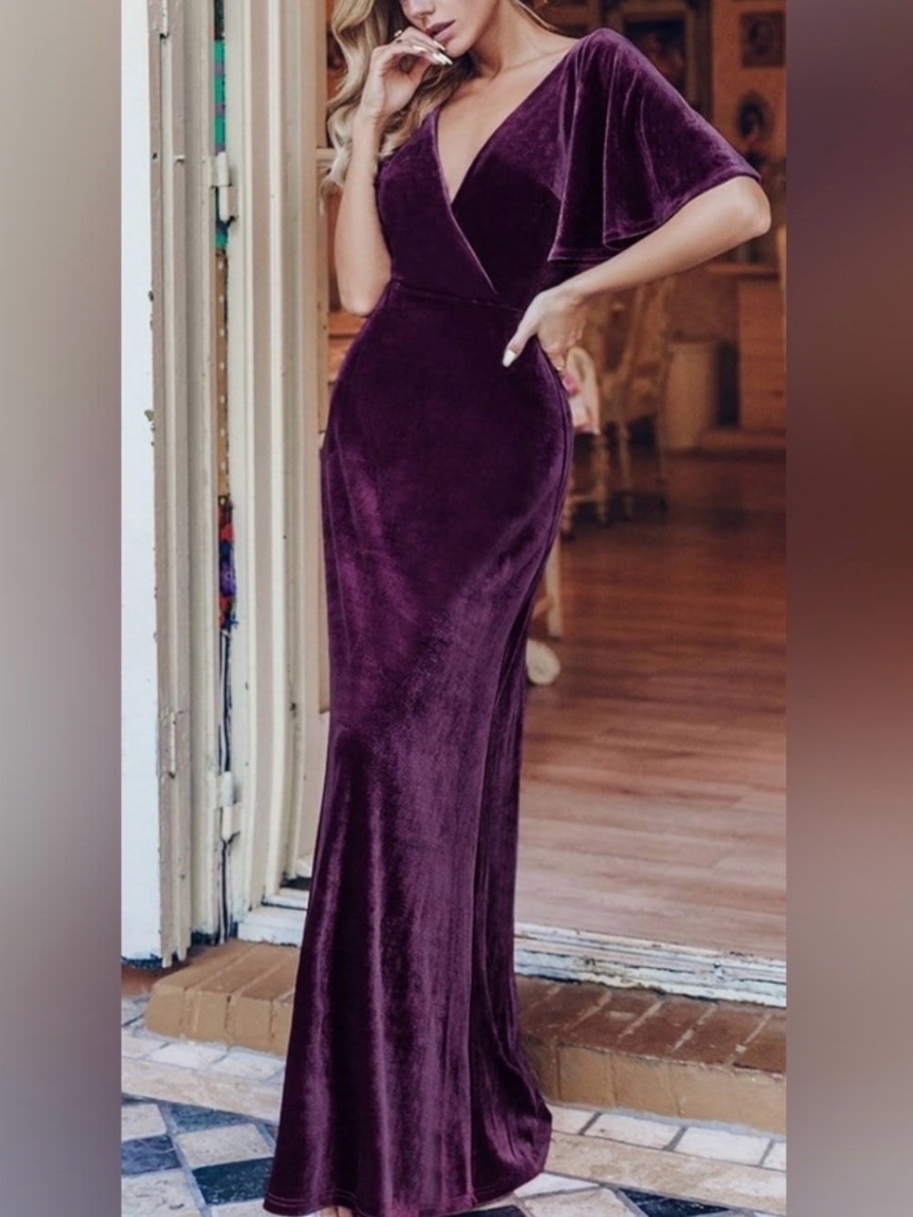 NWT Ever Pretty Purple Velvet Evening Gown